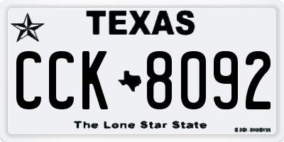 TX license plate CCK8092