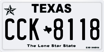 TX license plate CCK8118