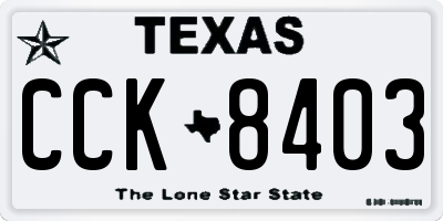 TX license plate CCK8403