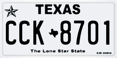 TX license plate CCK8701