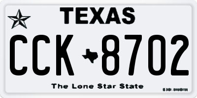 TX license plate CCK8702