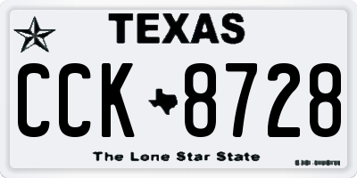 TX license plate CCK8728