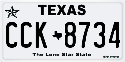 TX license plate CCK8734