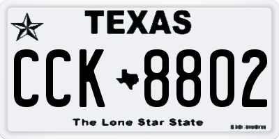 TX license plate CCK8802