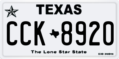TX license plate CCK8920