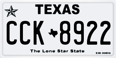 TX license plate CCK8922