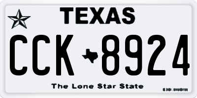TX license plate CCK8924