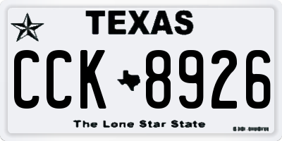 TX license plate CCK8926