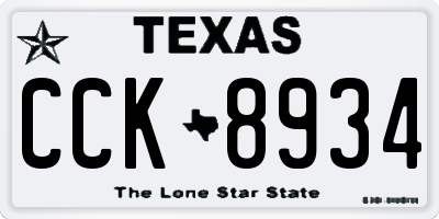 TX license plate CCK8934