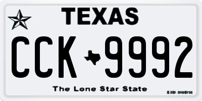 TX license plate CCK9992