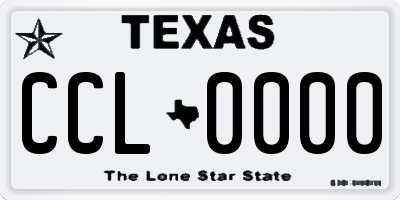 TX license plate CCL0000