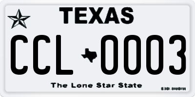 TX license plate CCL0003
