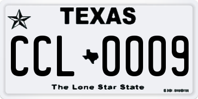 TX license plate CCL0009
