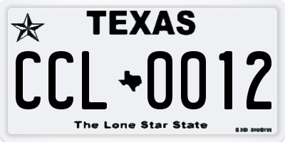 TX license plate CCL0012