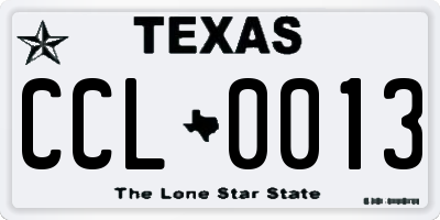 TX license plate CCL0013