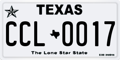 TX license plate CCL0017