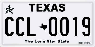 TX license plate CCL0019