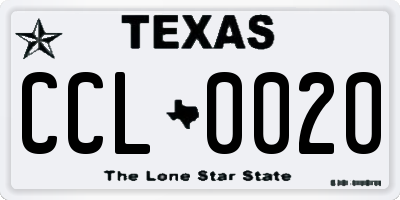 TX license plate CCL0020