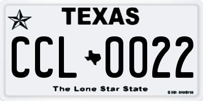 TX license plate CCL0022