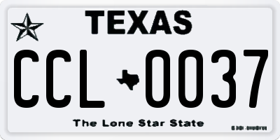 TX license plate CCL0037