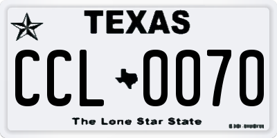 TX license plate CCL0070