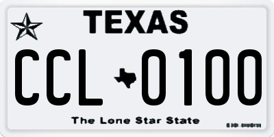 TX license plate CCL0100