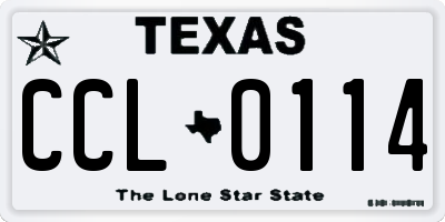 TX license plate CCL0114