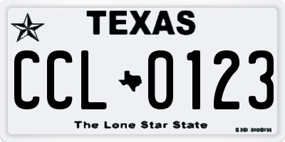 TX license plate CCL0123