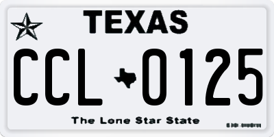 TX license plate CCL0125