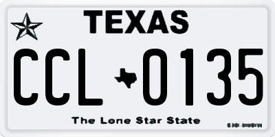 TX license plate CCL0135