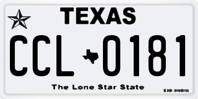 TX license plate CCL0181