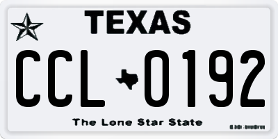 TX license plate CCL0192