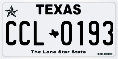 TX license plate CCL0193