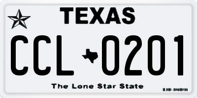 TX license plate CCL0201