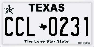 TX license plate CCL0231