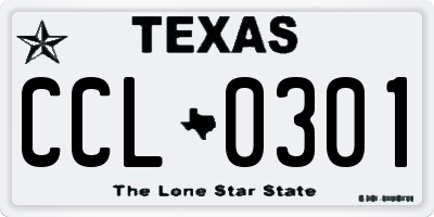TX license plate CCL0301