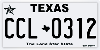 TX license plate CCL0312