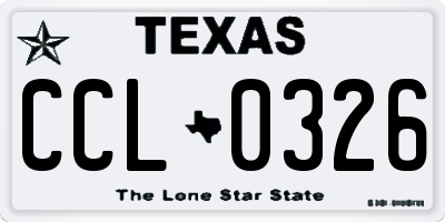 TX license plate CCL0326