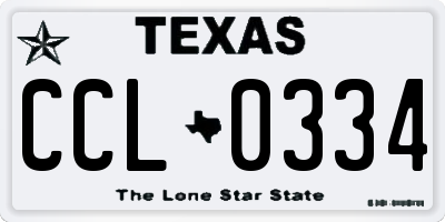 TX license plate CCL0334