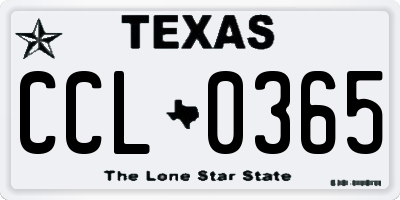 TX license plate CCL0365