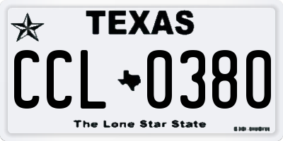 TX license plate CCL0380