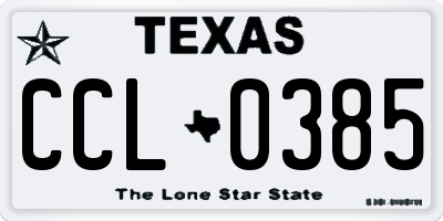 TX license plate CCL0385