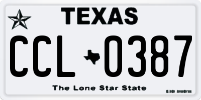 TX license plate CCL0387