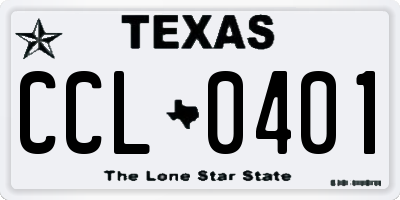 TX license plate CCL0401