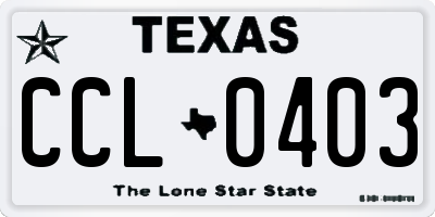 TX license plate CCL0403