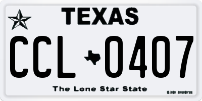 TX license plate CCL0407
