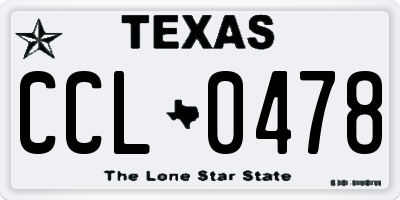 TX license plate CCL0478