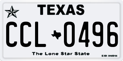 TX license plate CCL0496