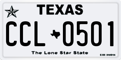 TX license plate CCL0501