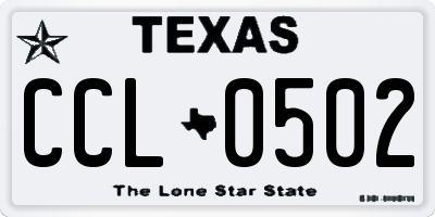 TX license plate CCL0502